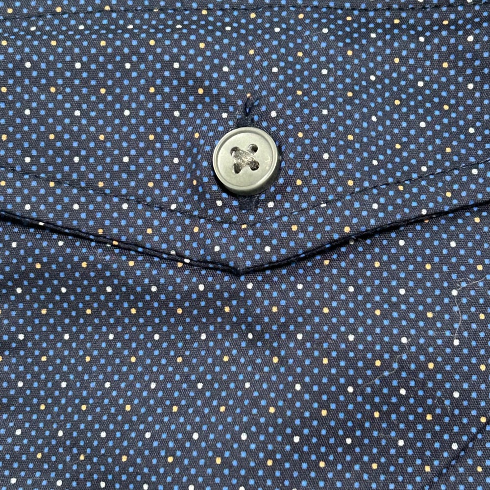 JACHS New York Men's XL Navy Blue Dotted Short Sleeve Button Up Shirt - Picture 5 of 7